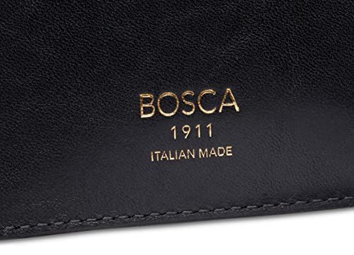 Bosca Men's Leather Card Holder Wallet - Slim Italia Dolce Calling Card Case Real Italian Tanned Leather Wallet For Men, Handstitched, RFID Blocking, Black3