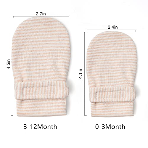 Image of Newborn Baby No Scratch Mittens Stay On, 100% Cotton Breathable, Adjustable Infant Gloves for Baby Boys Girls Mittens