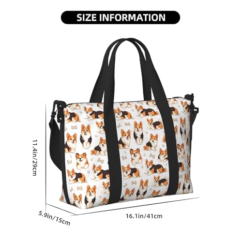 Travel Duffle Bags For Women Men - Cute Corgi Dogs Print Personal Item Weekender Overnight Gym Carry On Airport Tote Bag With Strap For Yoga, Travel, Business Trips2