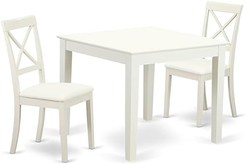 Miniatura 18 de East West Furniture OXBO5-MAH-W - Juego de mesa de comedor de 5 piezas para 4 personas, incluye una mesa de cocina cuadrada y 4 sillas de comedor,