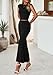 PRETTYGARDEN Skirt Sets Women 2 Piece Outfits Summer Outfits 2025 Going Out Crop Tops Long Maxi Skirts Beach Vacation Clothes(Black,Small)