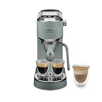 De'Longhi Dedica Duo - Perfetto Kompakte Siebträgermaschine Espressomaschine mit Soft-Touch-Icons, manuellem Milchaufschäumer für Espresso, Cappuccino und Cold Brew, 15cm breit, Grün (EC890.GR)