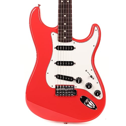 Fender Made in Japan International Color Stratocaster RW Morocco Red Limited Edition guitare électrique avec housse - Les Beatles, Paul McCartney, John Lennon, RIngo Starr, George Harrison Fender Made in Japan International Color Stratocaster RW Morocco Red Limited Edition guitare électrique avec housse