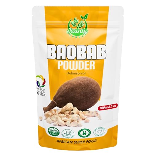 Jaunty Premium Baobab Powder from Africa - 5.3 oz / 150gram. Raw and Organic Super Fruit For Smoothies | Superfood Vitamin C Powder | Non Gluten | Non GMO from Africa