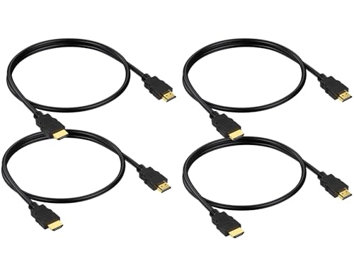 HDMI Cable 4-Pack, Short HDMI Cord 2FT, Shielded 4K HDMI Patch Jumper 2 FT With HDCP 2.2, HDR, 3D, eARC, ARC & CL3 Rated | for Splitter,Switch,TV, Laptop, Monitor, PS5, PS4, Xbox, Fire TV, Roku & More