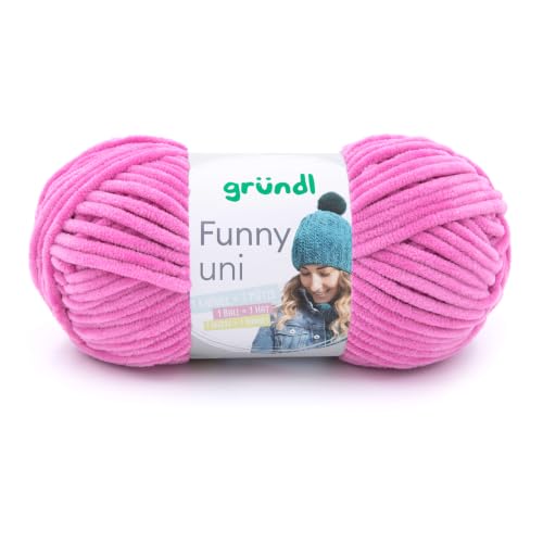 Gründl Funny Uni Fuchsia - Chenille-Strick- & Häkelgarn 100g