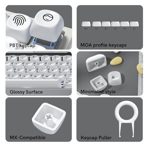 Image of dagaladoo PBT Keyboard keycaps Ceramic Style,White moa keycaps
