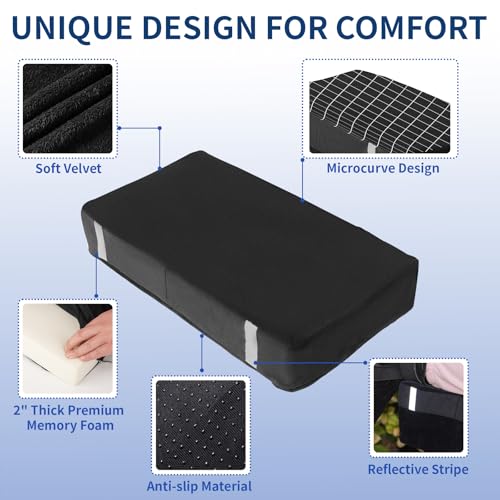 HuCPAPxi Knee Scooter Pad Cover with 2'' Removable Highly Resilient Comfort Memory Foam Cushion - Knee Walker Accessory for Roller - Universal Fit Most Models - Thumbnail 3