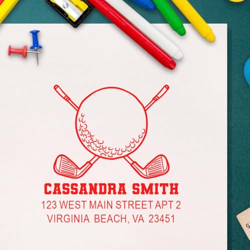 Image of Pocket Size Golf Enthusiast Slim Pre-Inked Mailing Stamp - Made to Order | Compact Mailing Stamp. Made to Order Golf Stamp. Choice of 5 ink colors. Refillable reservoir. Dense, sharp imprint.