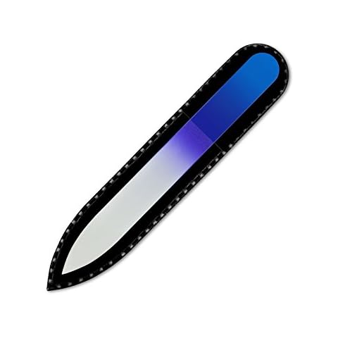 Mont Bleu Rainbow Crystal Nail File in Black Pouch - Small/Purse Size - Czech Tempered Glass - Handmade in Bohemia (Czech Republic) Cover
