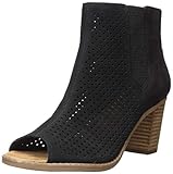 TOMS Women's Majorca Peep Toe Boot, Black Diamond Perforated Suede Mix, 11 Medium US