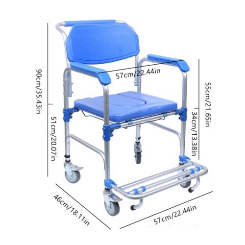 350LBS Mobility Elder Potty Chair Waterproof Commode Shower Toilet Transport Wheelchair