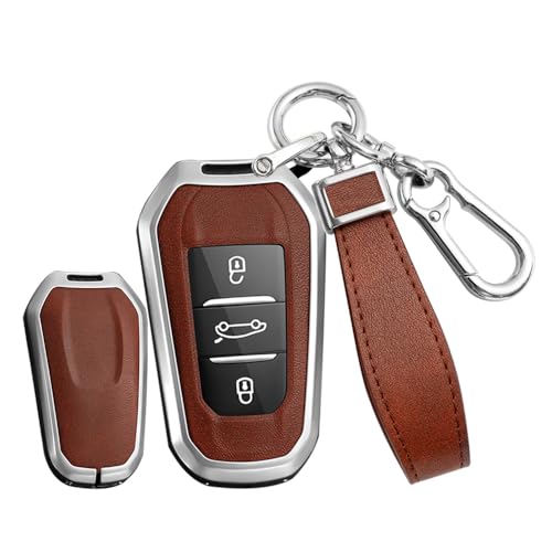 Coque de clé Citroën Peugeot protection intégrale anti-choc en cuir