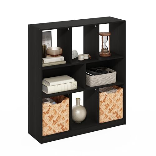 Image of Furinno DALY Book Shelf, 8-Cube Bookshelf, Horizontal Cube Storage Organizer Bookcase, 10.9 x 35.4 x 39.4, for Living Room, Bedroom, Home Office, Espresso
