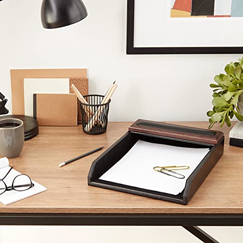 Dacasso Leather Desktop Tray Luxury Letter Holder & Paper Desk-Office Organization, 13.62In X 10.62In X 2.50In, Black #TOP4