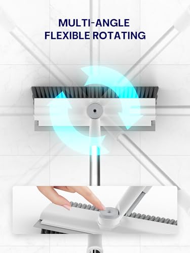 3 in 1 Floor Scrub Brush with Long Handle, Multi-Angle Swivel Head