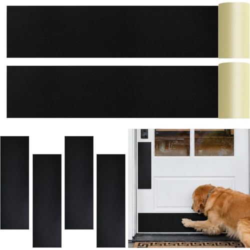 Door Kick Plate Protector Set Self Adhesive PVC Door Protector Against Scratches & Dents Peel and Stick Door Guard for Exterior & Interior Doors 16 x 4.3 (4PCS) & 32.3 x 5.7 (2PCS) Black