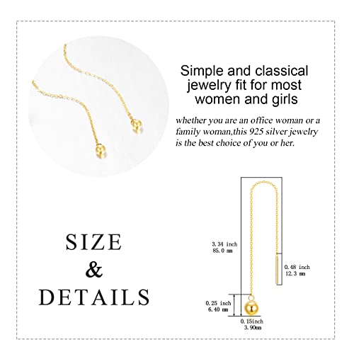 Ball Threader Earrings Mothers Day Gifts For Women 14K Real Solid Gold Long Piercing Ball Tassel Drop Dangle Ear Line Eardrop Earrings Jewelry For Women Teen Girls #TOP4