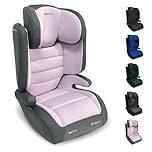 My Babiie MBCSB30 Highback Booster Car Seat - 100-150cm (Approx. 4-12 Years, Group 2/3), i-Size R129, Adjustable Child High Back Seat, Padded, 8 Position Headrest - Pink & Grey