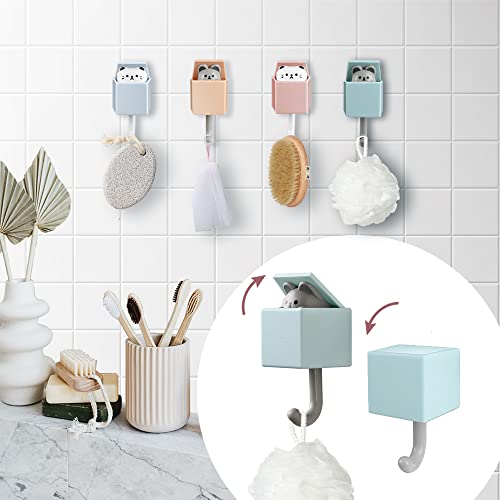 Pdryly 4 Pcs Cute Pet Hooks For Coat,Adhesive Coat Hook For Hat, Towel, Bag,Key Holder For Wall Decorative,Utility Cat Hook For Wall Hanging Decorations #TOP3