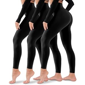 3 Pack Leggings for Women-No See-Through High Waisted Tummy Control Yoga Pants Workout Running Legging