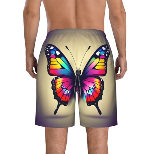 Colorful Butterfly Print Mens Casual Shorts Drawstring Summer Beach Stretch Shorts Novelty Swimtrunks3