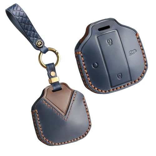 Étui clé Jetour Shanhai T2 cuir bleu, accessoire idéal pour protéger votre clé en voyage