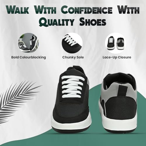 Image of STANPHORD Men Colourblock Chunky Sneakers | Synthetic Lace-Up Sports Casual Shoes | Rubber Sole | Streetwear Walking College Wear (TPBT 8011)