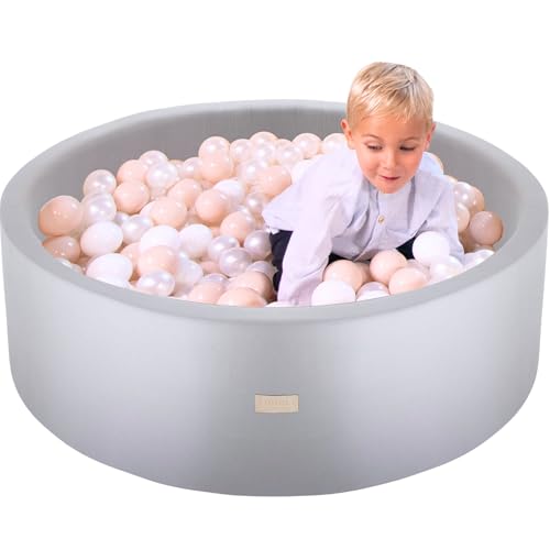 Image of Soft Ball Pit for Toddlers and Babies 35.5 in - Durable Foam Ball Pit for Babies and Toddlers - Balls NOT Included - Grey - Toodly