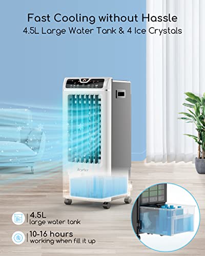 Climatiseur Mobile, 4 en 1 Refroidisseur d'air Portable, Ventilateur, Purificateur, Humidificateur avec 3 Modes, 3 Vitesses, Réservoir d'eau 4.5 L, Télécommande, Minuterie, 600 m³/h, Ventilateur Tour - Image 7
