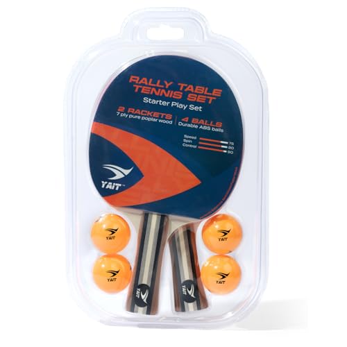 Image of Rally Table Tennis Racquet Set | 2 TT Bat and 4 Training Balls| 7 Ply Wood | Indoor /Outdoor Play | Home Ping Pong Set - 2 Rackets & 4 Balls for Beginners & Intermediate Players | Table Tennis Set