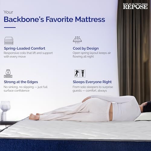 Image of Repose Eyelidz Bonnell Spring Mattress with Durable Open-Coil System for Firm Support, Double Size (75x48x6 Inches), Enhanced Airflow & Pressure Relief - Affordable, Long-Lasting Comfort