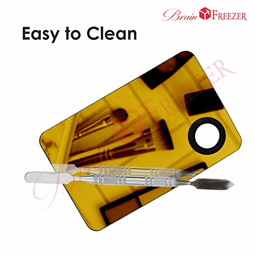 Image of Brain Freezer Shiny Makeup Palette With Stainless Steel Square Shape Spatula, Golden 100 g