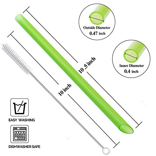 Kkmo Angled Tips 10 Pcs Reusable Boba Smoothie Straws - Multi Colors Jumbo Wide Reusable Straws, Bpa Free Food-Grade Plastic Straws For Bubble Tea(Tapioca, Boba Pearls), Milkshakes With 2 Brushes #TOP1