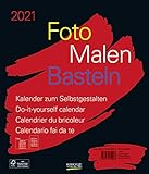  Foto-Malen-Basteln Bastelkalender schwarz groß 2021: Fotokalender zum Selbstgestalten. Do-it-yourself Kalender mit festem Fotokarton. Format: 30 x 35 cm