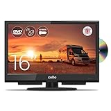 Cello 12 Volt 16 inch LED TV Made in the UK with Built-in DVD Freeview Play Freesat and Pitch Perfect Speakers Compact Screen for Campervans Motorhomes HGVs and Boats