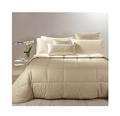 Caleffi Trapunta Bicolor in Cotone Letto Singolo 1 Piazza Tinta Unita Vari Colori (Naturale)