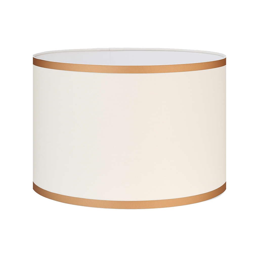 Woodooz Home Decor 8 inch small drum lamp shade cover only | Light cream Fabric lampshade with faux matte gold rim | Small to large size lamp shades for table lamps and floor lamps
