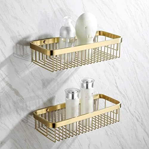 Soporte para champú y acondicionador, estante de almacenamiento de baño de latón cepillado montado en la pared, organizador de ducha