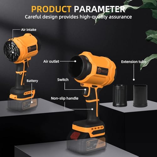 Image of Leaf Blower Cordless Mini Hand Held Leaf Blower Cordless for 20V Battery(NO Battery), Handheld Leaves Blower Dryer Air Blowers for Patio Cleaning(Tool Only), Amber