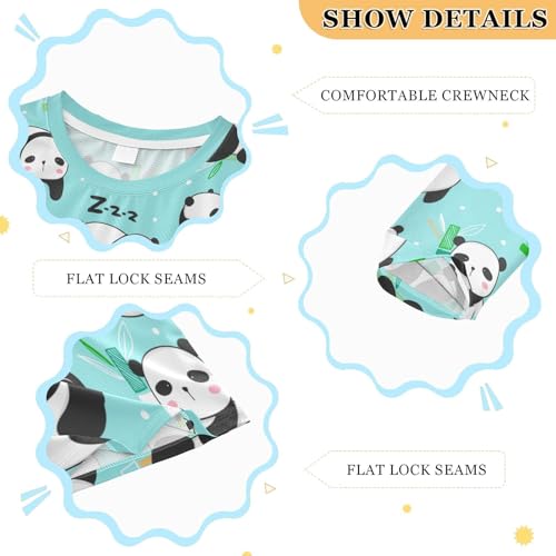 Image of CaTaKu Panda Bears Cute Blue Boys Rash Guard Long Sleeve Boys Swim Shirts UPF 50+ Fishing Shirts for Boys Girls 7-8T