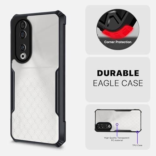 Image of Pikkme Honor 90 5G Back Cover | Crystal Clear Transparent Back | Ultra Hybrid | Full Camera Protection | Raised Edge | Bumper Back Case (Black)