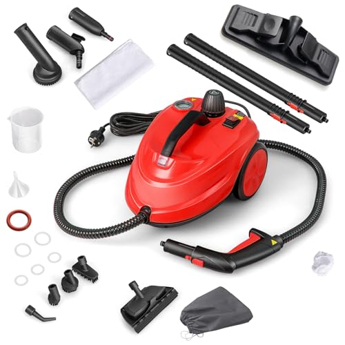 SOARS Nettoyeur Vapeur Puissant 2000W,14 Accessoires, Pression Max 5 Bar, Temp. 160°C, Chauffe Rapide 8 Min, Réservoir 1.8L, Pour Sol, Canapé, Cuisine, Surface 108 m² (Rouge)