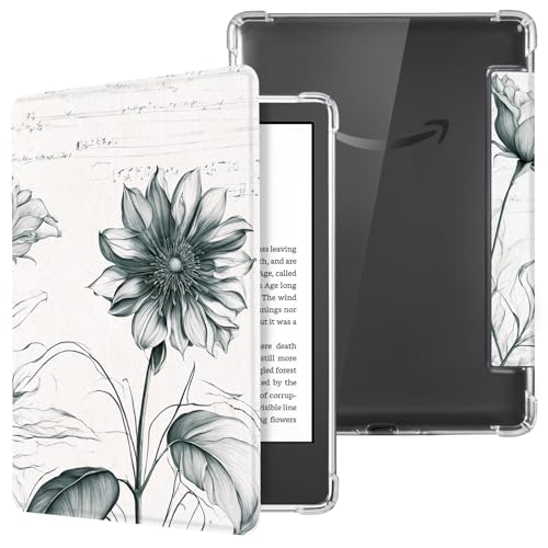 Image of CoBak Case for 6 Inch e-Reader, Ultra Clear Soft Flexible TPU Back Cover Light Shell, with Auto Wake /Sleep, not Compatible Kobo Claro, Glitter Rosered.Flowers