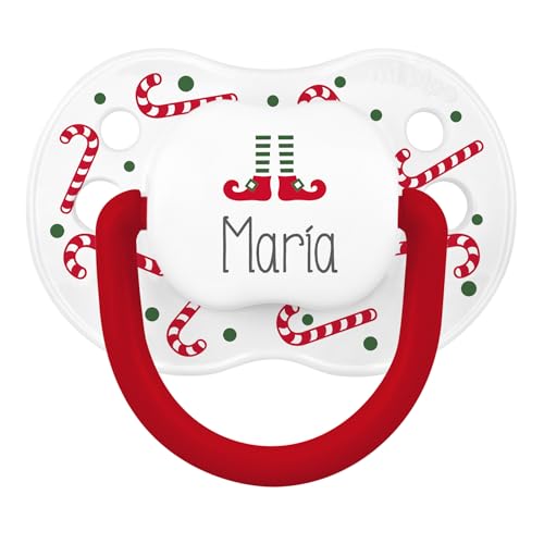 Mi Pipo - Chupete Personalizado Navidad Classic - Blanco Bastones Caramelo | Chupete Bebe, 3 Tipos de Tetina para Elegir | Personalizado con Nombre, Suave, Cómodo | Seguro, Libre BPA, Fácil de Limpiar Mi Pipo - Chupete Personalizado Navidad Classic - Blanco Bastones Caramelo | Chupete Bebe, 3 Tipos de Tetina para Elegir | Personalizado con Nombre, Suave, Cómodo | Seguro, Libre BPA, Fácil de Limpiar