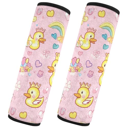 Seat Belt Covers 2 Pack Funny Ducks Car Seat Strap Covers Super Soft Hearts Flowers Car Seat Neck Cover for Boys Girls Adults Babies S
