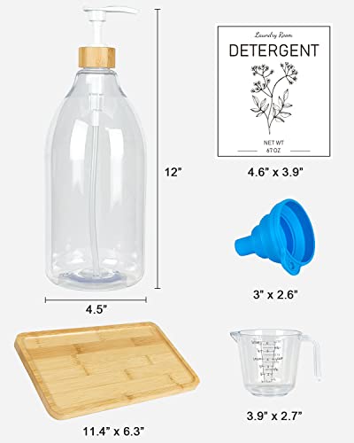 LANLISA Liquid Laundry Dispenser, 67oz Storage Container for Farmhouse Decor, Includes Pumps, Collapsible Funnel, Labels and Bamboo Tray - Image 7