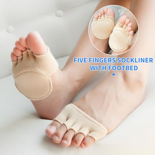 Image of SooGree 2Pairs Toe Topper Half Socks - Ball of Foot Cushions, Forefoot Pads for Women No Show Socks