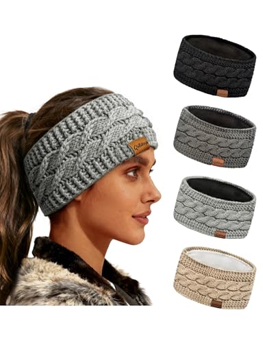 4-Pack Women's Fleece Lined Winter Headbands