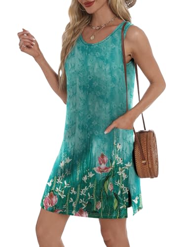 Image of BKRIVE Coverup Summer Dresses for Women 2026 Eyelet Casual Loose Sleeveless Sundresses Tank Dresses with Pockets